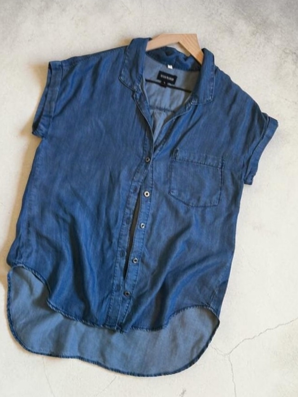 Poison Mushroom  Denim Button-Down Blouse